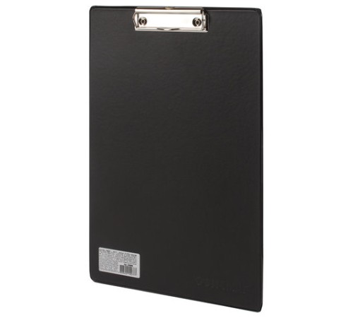 Доска-планшет ОФИСМАГ с прижимом А4 (230х350 мм), картон/ПВХ, РОССИЯ, ЧЕРНАЯ, 225986