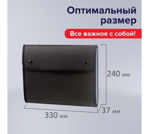 Папка для конференций BRAUBERG, А4, 6 отделений, черная, Россия, 226015