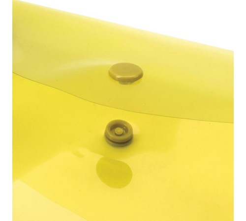 Папка-конверт с кнопкой STAFF, А4, до 100 листов, прозрачная, желтая, 0,12 мм, 226031