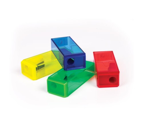 Точилка ПИФАГОР, с контейнером, прямоугольная, пластиковая, тонированный корпус, ассорти, 226530