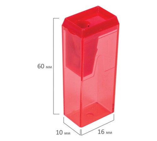 Точилка ПИФАГОР, с контейнером, прямоугольная, пластиковая, тонированный корпус, ассорти, 226530