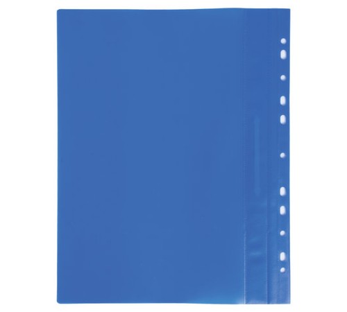 Скоросшиватель пластиковый с перфорацией BRAUBERG, А4, 140/180 мкм, синий, 226583