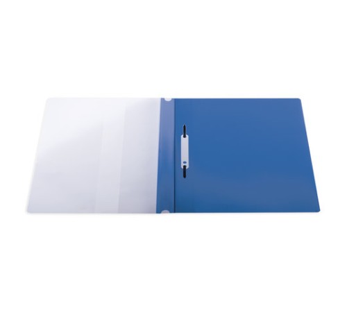 Скоросшиватель пластиковый с перфорацией BRAUBERG, А4, 140/180 мкм, синий, 226583