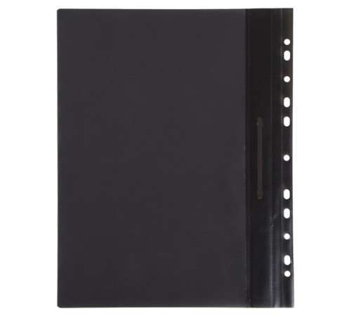 Скоросшиватель пластиковый с перфорацией BRAUBERG, А4, 140/180 мкм, черный, 226586