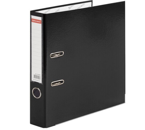 Папка-регистратор, покрытие пластик, 50 мм, ПРОЧНАЯ, с уголком, BRAUBERG, черная, 226589