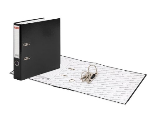 Папка-регистратор, покрытие пластик, 50 мм, ПРОЧНАЯ, с уголком, BRAUBERG, черная, 226589