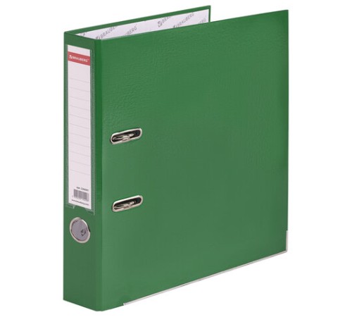 Папка-регистратор, покрытие пластик, 50 мм, ПРОЧНАЯ, с уголком, BRAUBERG, зеленая, 226591