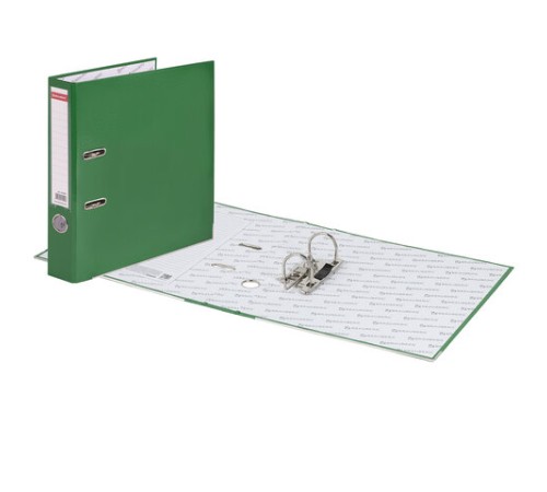 Папка-регистратор, покрытие пластик, 50 мм, ПРОЧНАЯ, с уголком, BRAUBERG, зеленая, 226591