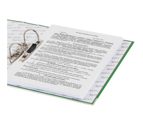 Папка-регистратор, покрытие пластик, 50 мм, ПРОЧНАЯ, с уголком, BRAUBERG, зеленая, 226591