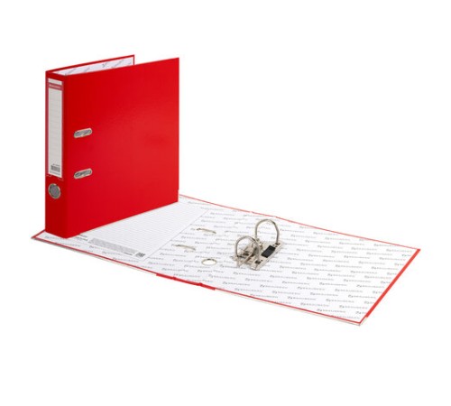 Папка-регистратор, покрытие пластик, 50 мм, ПРОЧНАЯ, с уголком, BRAUBERG, красная, 226592