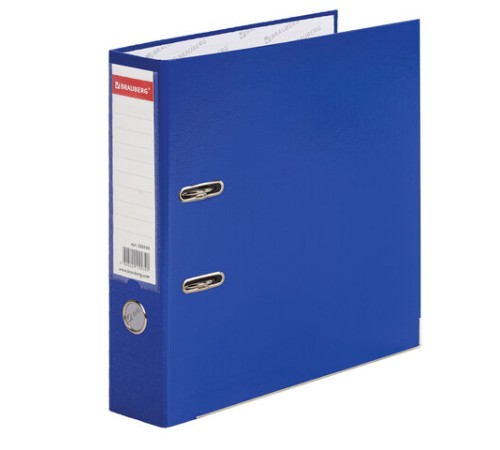 Папка-регистратор, покрытие пластик, 75 мм, ПРОЧНАЯ, с уголком, BRAUBERG, синяя, 226596