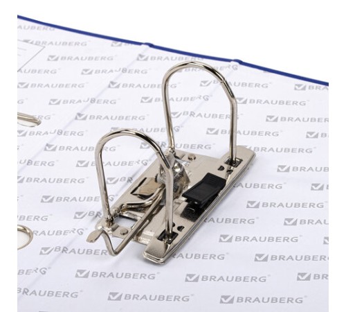 Папка-регистратор, покрытие пластик, 75 мм, ПРОЧНАЯ, с уголком, BRAUBERG, синяя, 226596