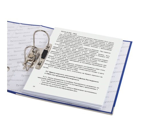 Папка-регистратор, покрытие пластик, 75 мм, ПРОЧНАЯ, с уголком, BRAUBERG, синяя, 226596