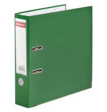 Папка-регистратор, покрытие пластик, 75 мм, ПРОЧНАЯ, с уголком, BRAUBERG, зеленая, 226597