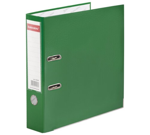 Папка-регистратор, покрытие пластик, 75 мм, ПРОЧНАЯ, с уголком, BRAUBERG, зеленая, 226597