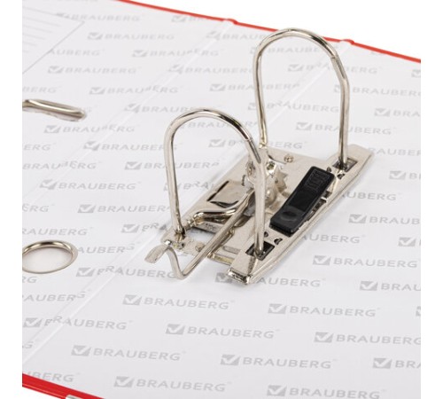 Папка-регистратор, покрытие пластик, 75 мм, ПРОЧНАЯ, с уголком, BRAUBERG, красная, 226598