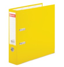 Папка-регистратор, покрытие пластик, 75 мм, ПРОЧНАЯ, с уголком, BRAUBERG, желтая, 226599