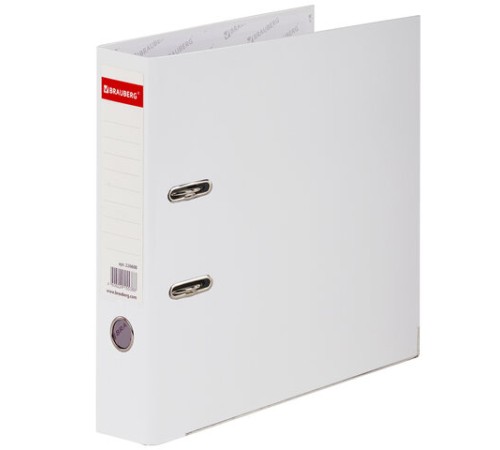 Папка-регистратор, покрытие пластик, 75 мм, ПРОЧНАЯ, с уголком, BRAUBERG, белая, 226600