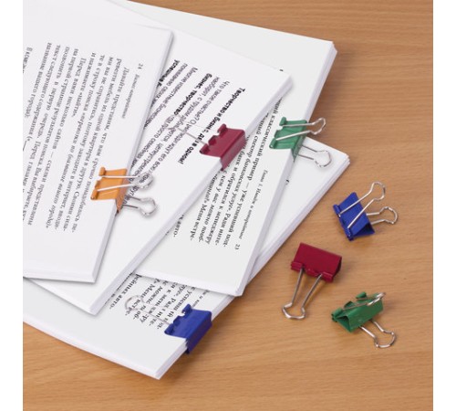 Зажимы для бумаг ОФИСМАГ, КОМПЛЕКТ 12 шт., 19 мм, на 60 листов, цветные, картонная коробка, 226763