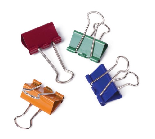 Зажимы для бумаг ОФИСМАГ, КОМПЛЕКТ 12 шт., 25 мм, на 100 листов, цветные, картонная коробка, 226764