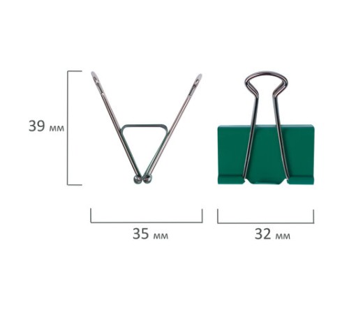 Зажимы для бумаг ОФИСМАГ, КОМПЛЕКТ 12 шт., 32 мм, на 140 листов, цветные, картонная коробка, 226765