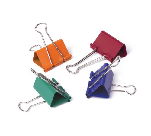 Зажимы для бумаг ОФИСМАГ, КОМПЛЕКТ 12 шт., 41 мм, на 200 листов, цветные, картонная коробка, 226766