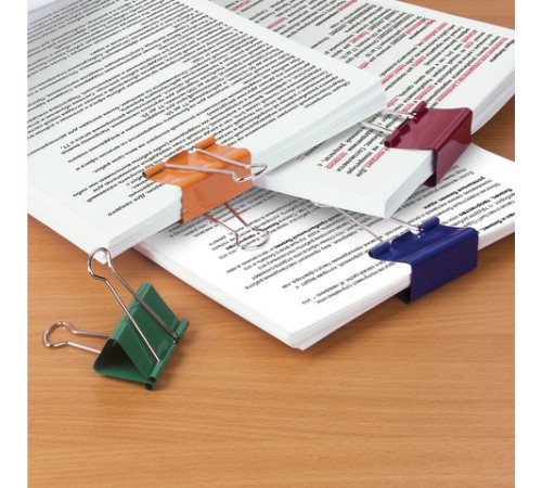 Зажимы для бумаг ОФИСМАГ, КОМПЛЕКТ 12 шт., 51 мм, на 230 листов, цветные, картонная коробка, 226768