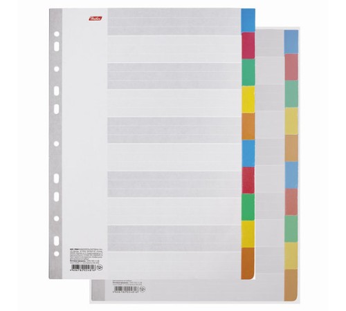 Разделители листов А4 (10 листов 297х225 мм) картонные, 10 цветов, HATBER, 4AR_11004, М224816