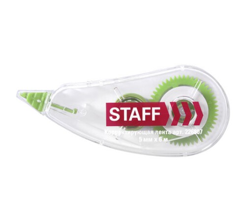 Корректирующая лента STAFF College, 5 мм х 6 м, корпус прозрачный, блистер, 226807