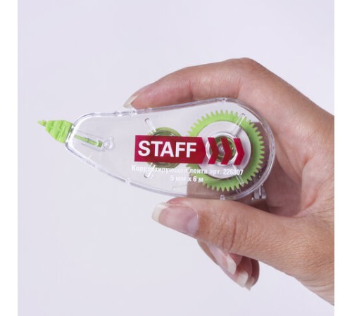 Корректирующая лента STAFF College, 5 мм х 6 м, корпус прозрачный, блистер, 226807