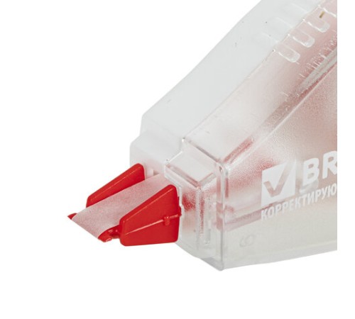 Корректирующая лента BRAUBERG, 5 мм х 6 м, корпус красный, механизм перемотки, блистер, 226809