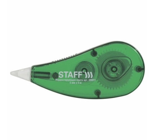 Корректирующая лента STAFF EVERYDAY, 5 мм х 5 м, корпус зеленый, блистер, 226811