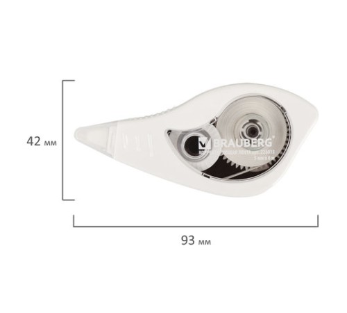 Корректирующая лента BRAUBERG BLACK&WHITE, 5 мм х 8 м, корпус белый, механизм перемотки, блистер, 226813