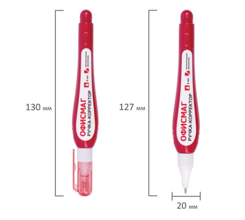 Ручка-корректор ОФИСМАГ, 6 мл, металлический наконечник, 226817