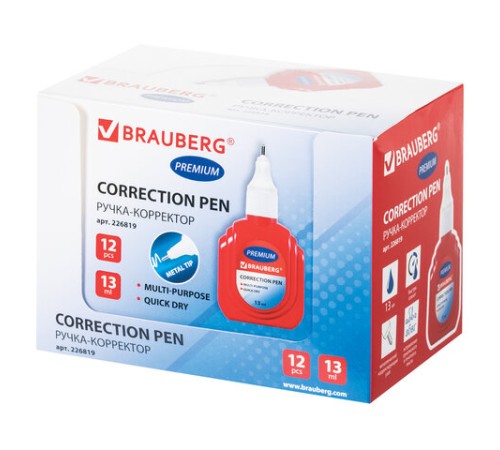 Ручка-корректор BRAUBERG, 13 мл, металлический наконечник, 226819