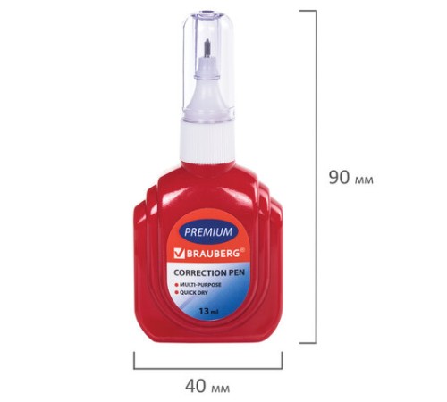 Ручка-корректор BRAUBERG, 13 мл, металлический наконечник, 226819