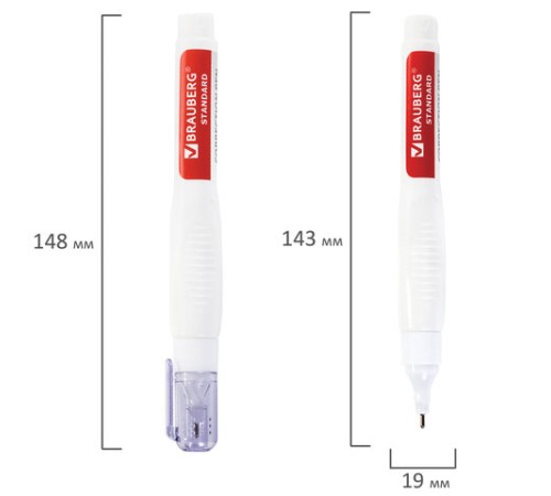 Ручка-корректор BRAUBERG, 14 мл, металлический наконечник, 226820