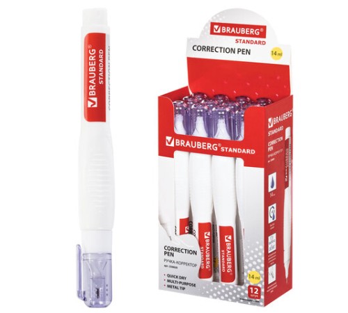 Ручка-корректор BRAUBERG, 14 мл, металлический наконечник, 226820