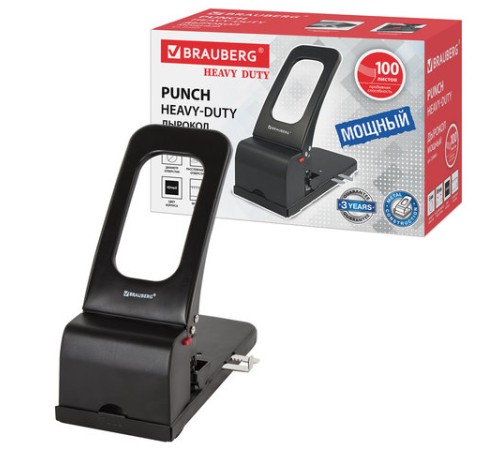 Дырокол металлический МОЩНЫЙ BRAUBERG 