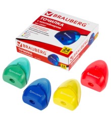 Точилка BRAUBERG BELL с контейнером, пластиковая, конусообразная, цвет корпуса ассорти, 226937