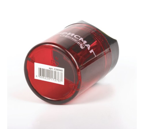 Точилка ОФИСМАГ с контейнером, пластиковая, цилиндрическая, красная, 226940