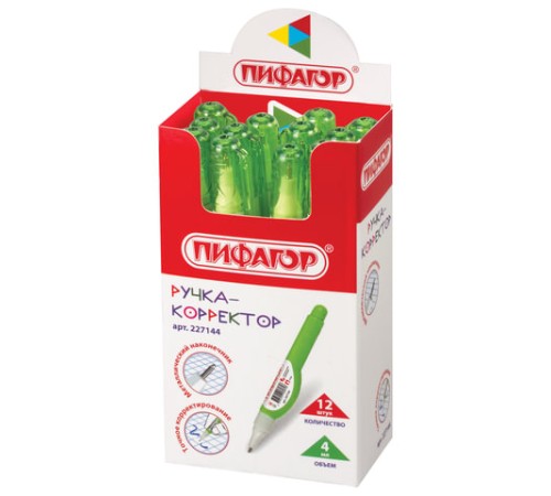 Ручка-корректор ПИФАГОР, 4 мл, металлический наконечник, 227144
