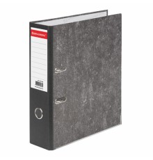 Папка-регистратор BRAUBERG, усиленный корешок, мраморное покрытие, 80 мм, с уголком, черная, 227188