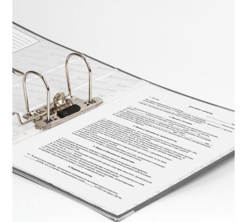 Папка-регистратор BRAUBERG с покрытием из ПВХ, 80 мм, с уголком, серая (удвоенный срок службы), 227190