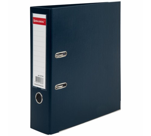 Папка-регистратор BRAUBERG с покрытием из ПВХ, 80 мм, с уголком, синяя (удвоенный срок службы), 227191
