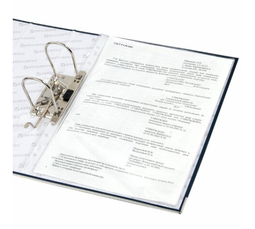 Папка-регистратор BRAUBERG с покрытием из ПВХ, 80 мм, с уголком, синяя (удвоенный срок службы), 227191