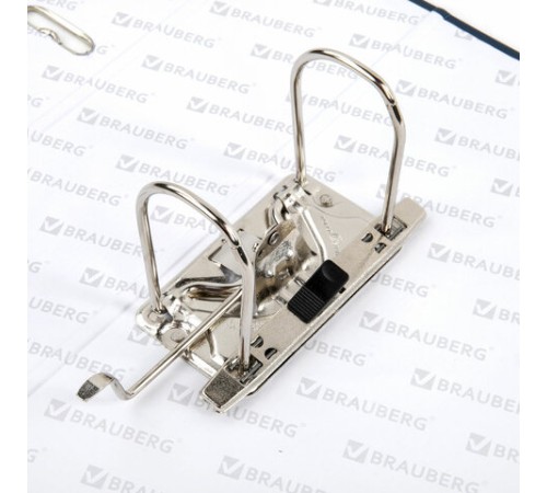 Папка-регистратор BRAUBERG с покрытием из ПВХ, 80 мм, с уголком, синяя (удвоенный срок службы), 227191