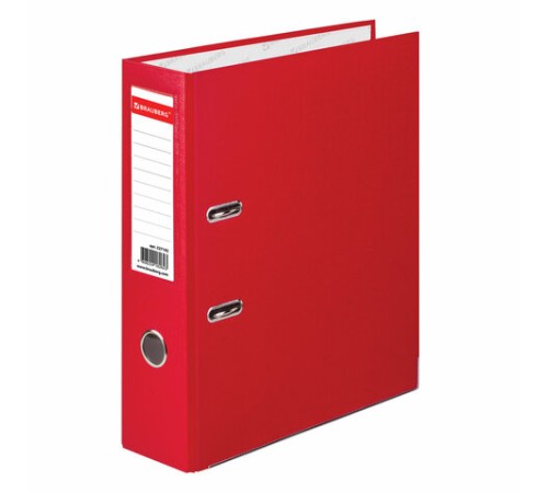 Папка-регистратор BRAUBERG с покрытием из ПВХ, 80 мм, с уголком, красная (удвоенный срок службы), 227192