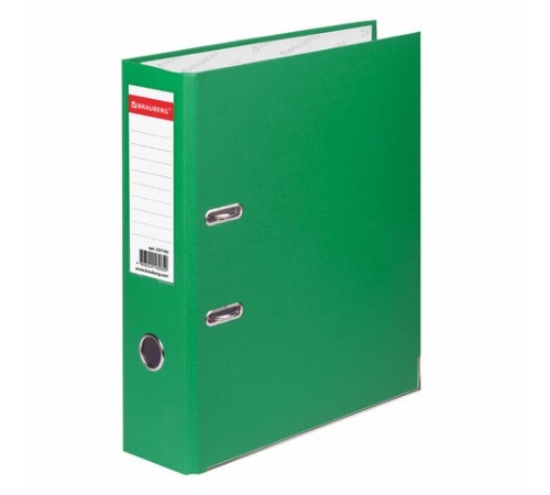 Папка-регистратор BRAUBERG с покрытием из ПВХ, 80 мм, с уголком, зеленая (удвоенный срок службы), 227193