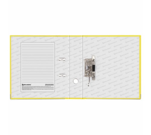 Папка-регистратор BRAUBERG с покрытием из ПВХ, 80 мм, с уголком, желтая (удвоенный срок службы), 227194